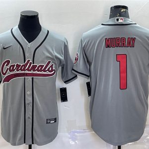 Arizona Cardinals #1 Kyler Murray Gray With Patch Cool Base Stitched Jersey