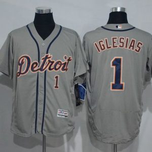 Tigers #1 Jose Iglesias Grey Flexbase Authentic Collection Stitched Jersey