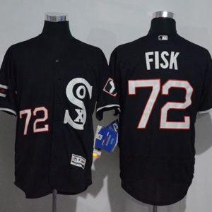 White Sox #72 Carlton Fisk Black New Flexbase Authentic Collection Stitched Jersey