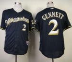 Brewers #2 Scooter Gennett Navy Blue Alternate Road Cool Base Stitched Jersey