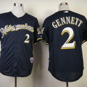 Brewers #2 Scooter Gennett Navy Blue Alternate Road Cool Base Stitched Jersey