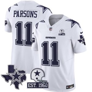 Dallas Cowboys #11 Micah Parsons 2024 White F.U.S.E. With Established In 1960 Patch Stitched Jersey