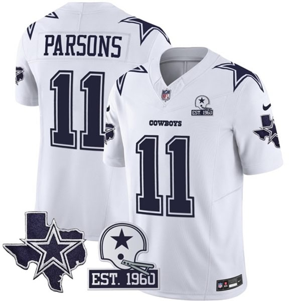 Dallas Cowboys #11 Micah Parsons 2024 White F.U.S.E. With Established In 1960 Patch Stitched Jersey