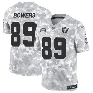 Las Vegas Raiders #89 Brock Bowers Arctic Camo 2024 F.U.S.E. Salute To Service Limited Stitched Jersey