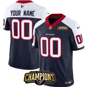 Houston Texans Custom Navy White 2023 F.U.S.E. AFC South Champions Patch Vapor Limited Stitched Jersey