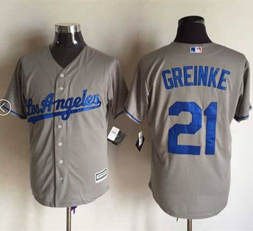 Dodgers #21 Zack Greinke Grey New Cool Base Stitched Jersey