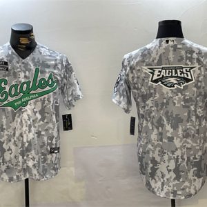 Philadelphia Eagles Team Big Logo 2024 Arctic Camo Salute To Service Stitched Jersey