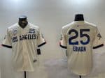 Los Angeles Dodgers #25 Tommy Edman Cream 2024 World Series With No. 34 Patch City Connect Limited Stitched Jersey
