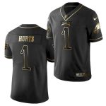 Philadelphia Eagles #1 Jalen Hurts Black Golden Edition Stitched Jersey