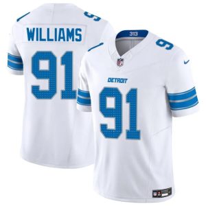 Detroit Lions #91 Tyleik Williams White 2025 F.U.S.E. Vapor Limited Stitched Game Jersey