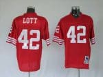 Mitchell And Ness 49ers Ronnie Lott Premier 42# Stitched Red Jersey