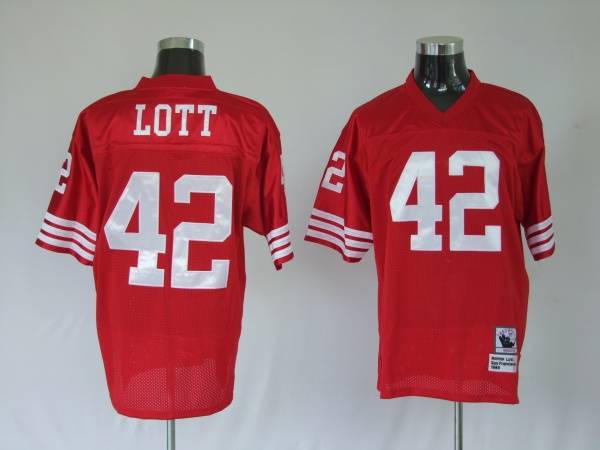 Mitchell And Ness 49ers Ronnie Lott Premier 42# Stitched Red Jersey