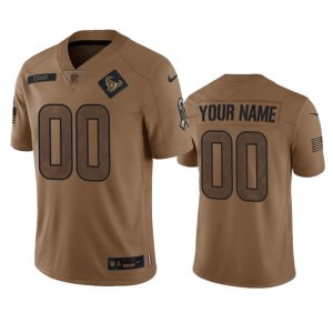 Houston Texans Custom 2023 Brown Salute To Service Limited Stitched Jersey