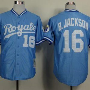 Mitchell And Ness Royals #16 Bo Jackson Light Blue Throwback Stitched Jersey