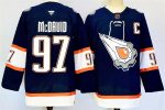 Edmonton Oilers #97 Connor McDavid Navy With C Patch Reverse Retro Stitched Jersey