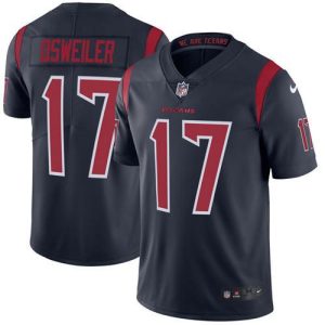 Texans #17 Brock Osweiler Navy Blue Stitched Limited Rush Nike Jersey