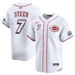 Cincinnati Reds #7 Spencer Steer White 2025 Speedway Classic Home Limited Stitched Jersey