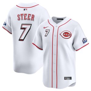 Cincinnati Reds #7 Spencer Steer White 2025 Speedway Classic Home Limited Stitched Jersey