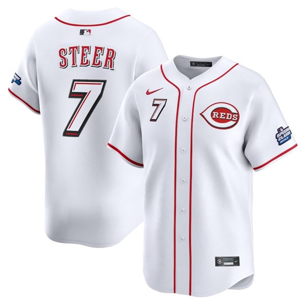 Cincinnati Reds #7 Spencer Steer White 2025 Speedway Classic Home Limited Stitched Jersey