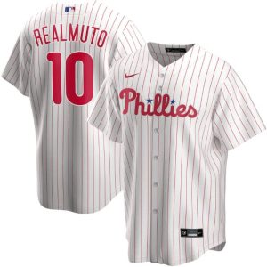 Philadelphia Phillies White #10 J.T. Realmuto Cool Base Stitched Jersey