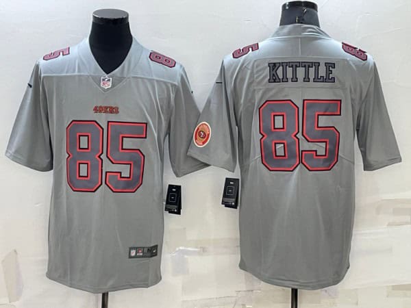 San Francisco 49ers #85 George Kittle Gray With Patch Atmosphere Fashion Stitched Jersey