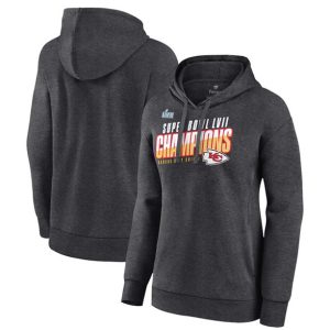 Kansas City Chiefs Charcoal Super Bowl LVII Champions Victory Formation Pullover Hoodie(Run Small)