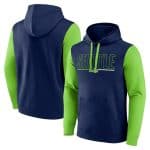 Seattle Seahawks Navy Neon Green Outline Pullover Hoodie