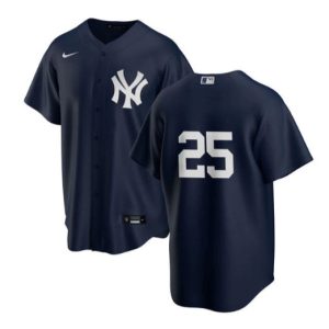 New York Yankees #25 Gleyber Torres Navy Cool Base Stitched Baseball Jersey