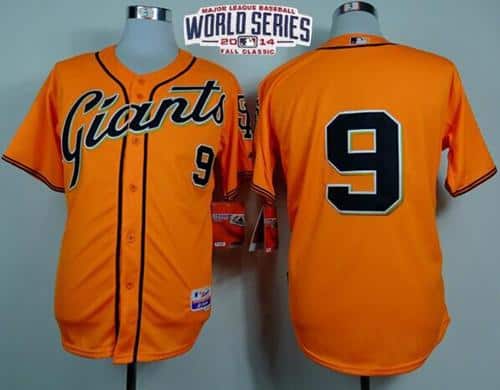 Giants #9 Brandon Belt Orange Cool Base W 2014 World Series Patch Stitched Jersey