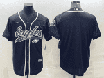 Philadelphia Eagles Blank Black Reflective With Patch Cool Base Stitched Baseball Jersey