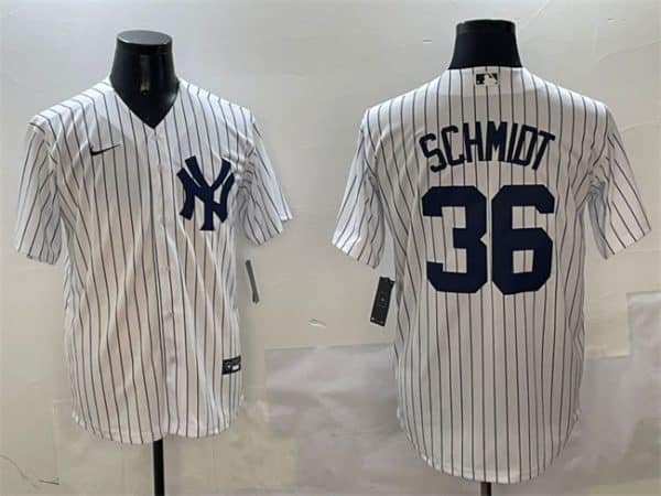 New York Yankees #36 Clarke Schmidt White Cool Base Stitched Jersey