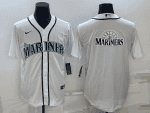 Seattle Mariners White Team Big Logo Cool Base Stitched Jersey