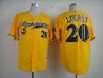 Brewers #20 Jonathan Lucroy Yellow Cerveceros Cool Base Stitched Jersey