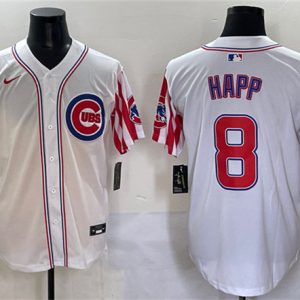 Chicago Cubs #8 Ian Happ White 2025 Independence Day Vapor Premier Limited Stitched Jersey