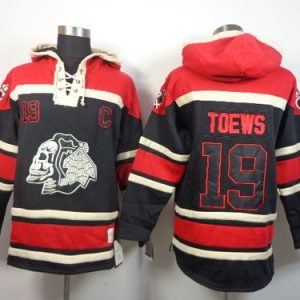 Blackhawks #19 Jonathan Toews Black Sawyer Hooded Sweatshirt Stitched Jersey