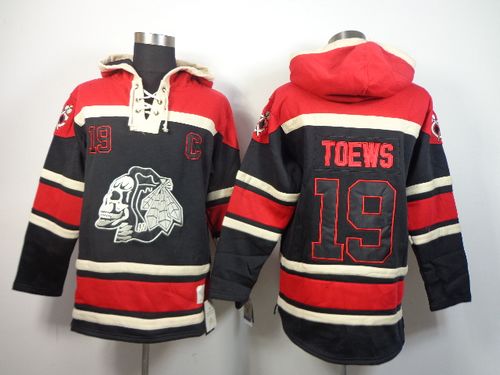 Blackhawks #19 Jonathan Toews Black Sawyer Hooded Sweatshirt Stitched Jersey