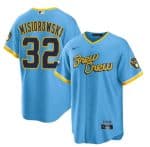 Milwaukee Brewers #32 Jacob Misiorowski Powder Blue City Connect Cool Base Stitched Jersey