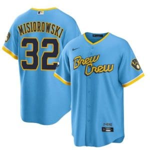 Milwaukee Brewers #32 Jacob Misiorowski Powder Blue City Connect Cool Base Stitched Jersey