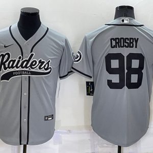 Las Vegas Raiders #98 Maxx Crosby Grey Cool Base Stitched Baseball Jersey