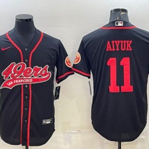 San Francisco 49ers #11 Brandon Aiyuk Black With Patch Cool Base Stitched Baseball Jersey