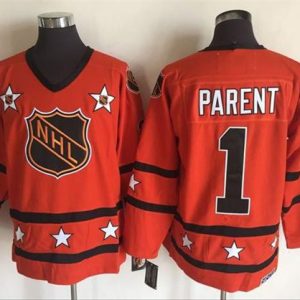 Flyers #1 Bernie Parent Orange All Star CCM Throwback Stitched Jersey
