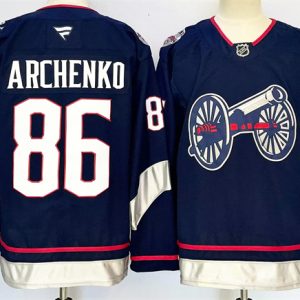 Columbus Blue Jackets #86 Kirill Marchenko Navy 2024-25 With C Patch Stitched Jersey