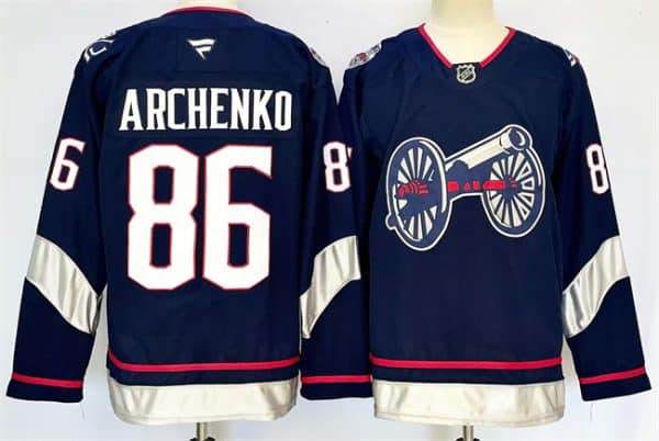 Columbus Blue Jackets #86 Kirill Marchenko Navy 2024-25 With C Patch Stitched Jersey