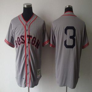 Mitchell And Ness 1936 Red Sox #3 Jimmie Foxx Grey Throwback Stitched Jersey