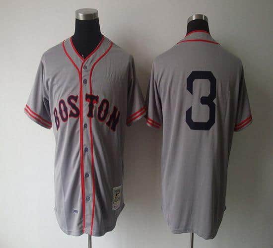 Mitchell And Ness 1936 Red Sox #3 Jimmie Foxx Grey Throwback Stitched Jersey