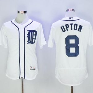 Tigers #8 Justin Upton White Flexbase Authentic Collection Stitched Jersey