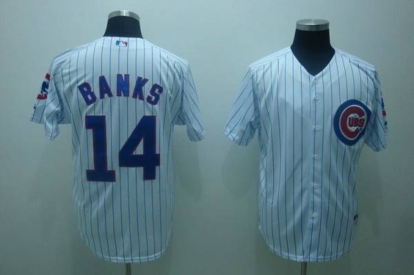 Cubs #14 Ernie Banks Stitched White Jersey