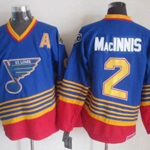 Blues #2 Al MacInnis Light Blue Red CCM Throwback Stitched Jersey
