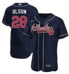 Atlanta Braves #28 Matt Olson Navy Flex Base Stitched Baseball Jersey