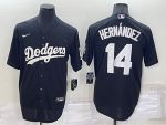 Los Angeles Dodgers #14 Kik¨¦ Hern¨¢ndez Black Cool Base Stitched Jersey